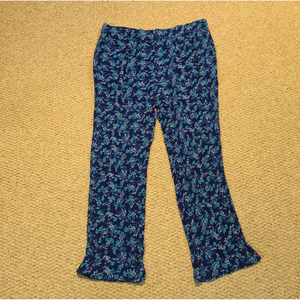Rabbit Rabbit Rabbit Designs Pull On Pants Womens 6 Blue Floral Flowy Pockets